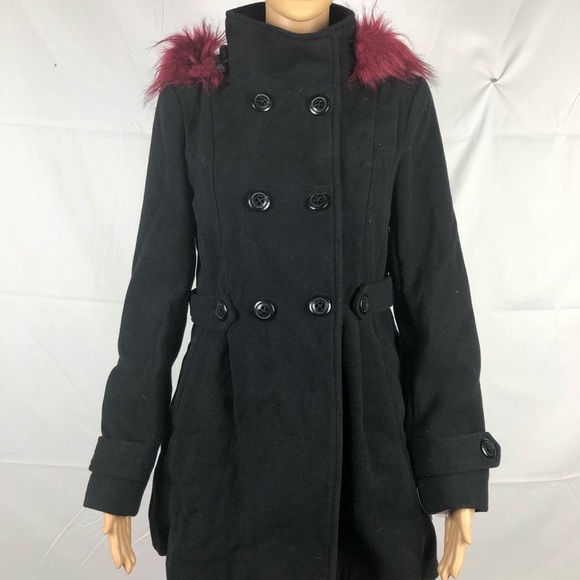 Bcx Juniors' Faux-Fur Hooded Peacoat MSRP $69 - Picture 3 of 5
